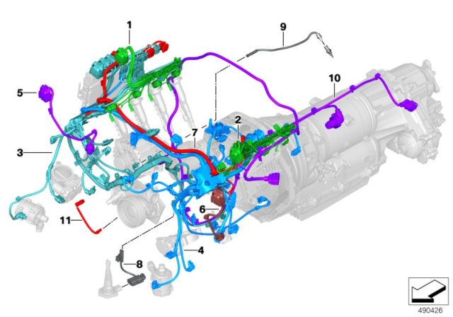 2020 BMW X5 Wiring Harness, Engine Senso Diagram for 12518660157