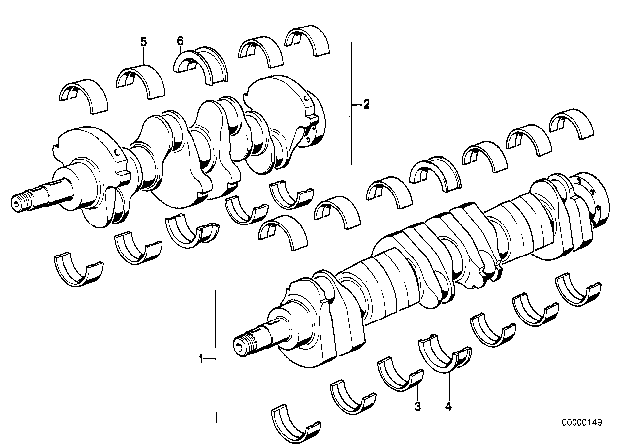 1988 BMW M5 Crankshaft With Bearing Shells Diagram