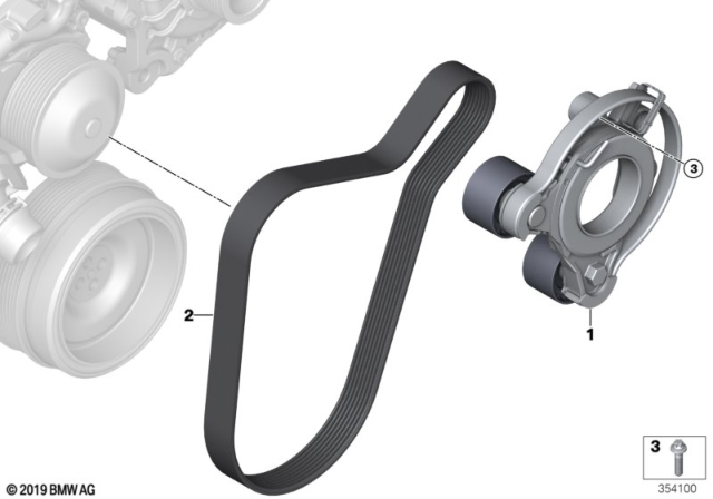 2014 BMW i8 Belt Drive Water Pump / Alternator Diagram