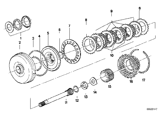 1985 BMW 318i Drive Clutch (ZF 3HP22) Diagram 1