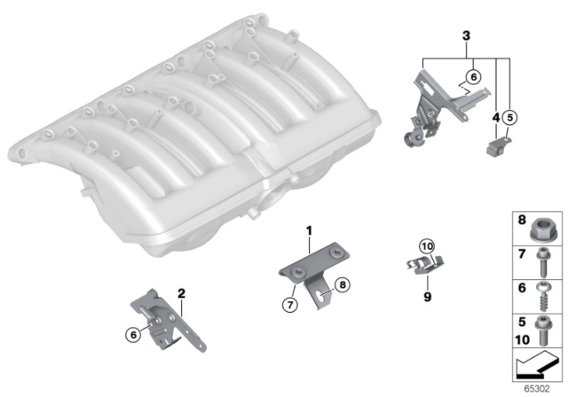 2005 BMW 325xi Mounting Parts For Intake Manifold System Diagram