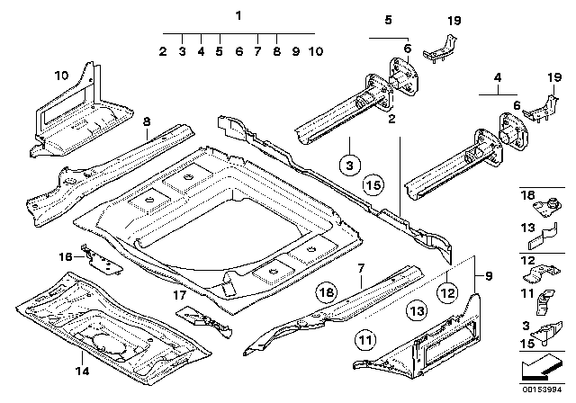 2009 BMW M5 Mounting Parts For Trunk Floor Panel Diagram