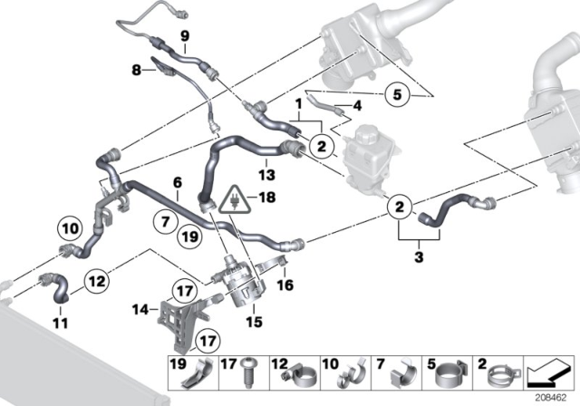 2014 BMW 750Li xDrive Coolant Hose Diagram for 17127619707