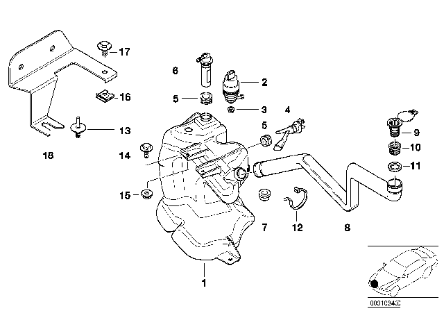 1997 BMW M3 Washer Fluid Reservoir Diagram for 61662228067