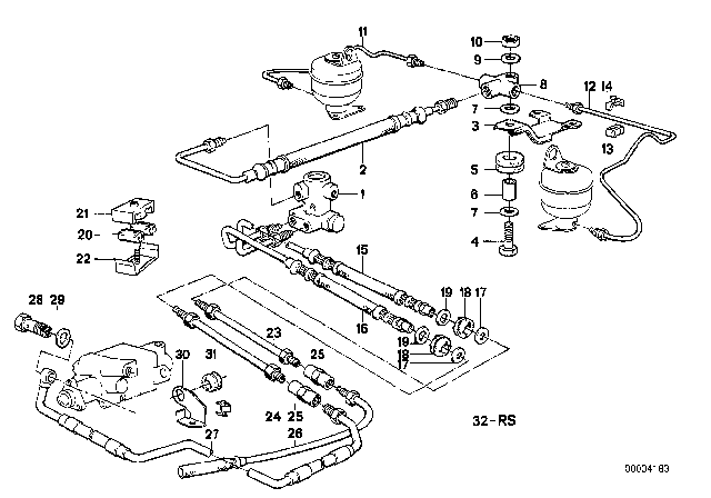 1992 BMW 735iL Levelling Device / Tubing / Attaching Parts Diagram