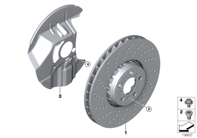 2005 BMW M3 Front Wheel Brake Disc Perforated Diagram