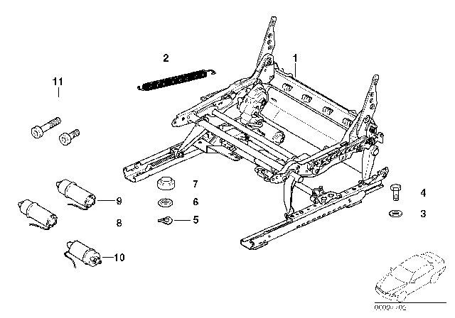 2003 BMW Z4 Electrical Seat Mechanism, Right Diagram for 52107111886