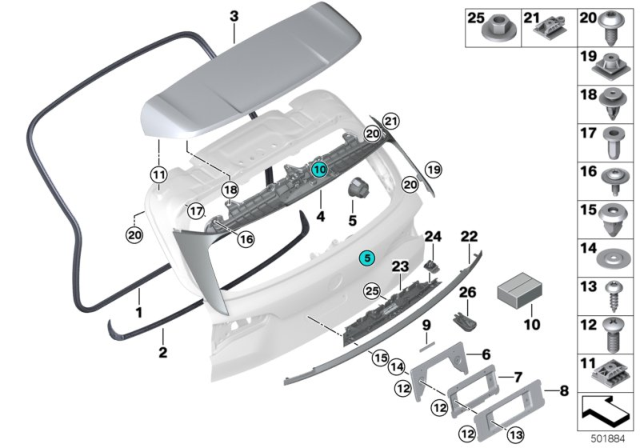 2020 BMW X7 SEAL, TRUNK LID, CENTER Diagram for 51769879269