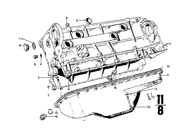 1976 BMW 3.0Si Engine Oil Pan Gasket Diagram for 11131315085