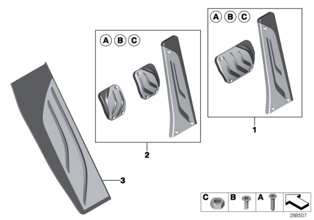 2020 BMW 440i M Performance Pedal Pads & Footrest Diagram