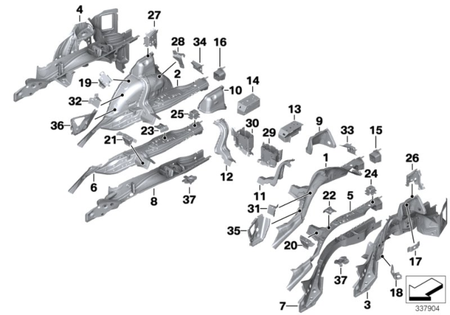 2015 BMW 328i xDrive Rear Wheelhouse / Floor Parts Diagram