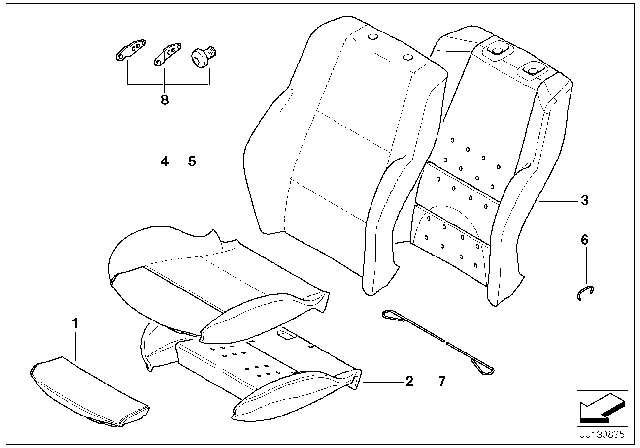 2010 BMW 650i Seat, Front, Cushion & Cover Diagram 1