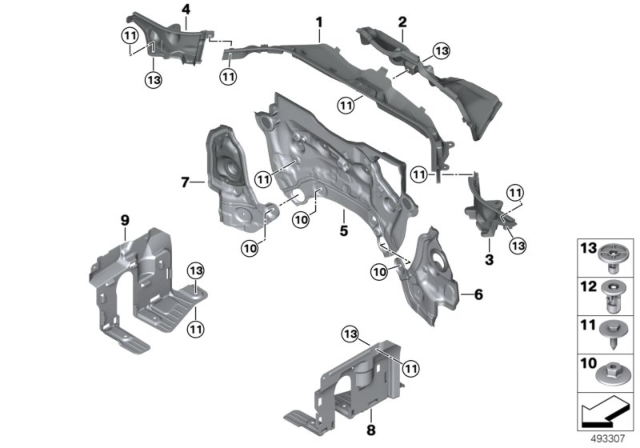 2019 BMW X5 Mounting Parts, Engine Compartment Diagram