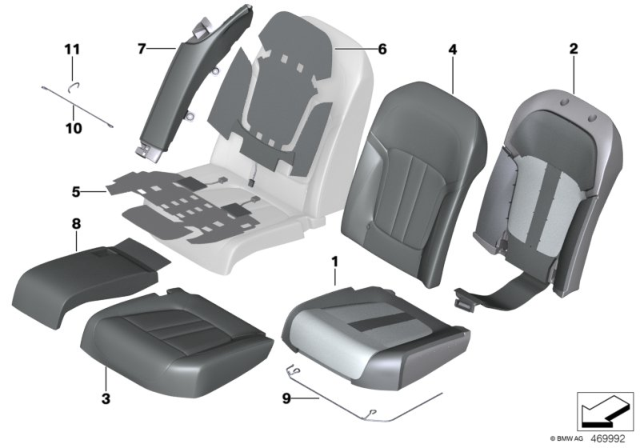 2018 BMW 740e xDrive Heating Element, Comfort Backrest, Left Diagram for 52207360567