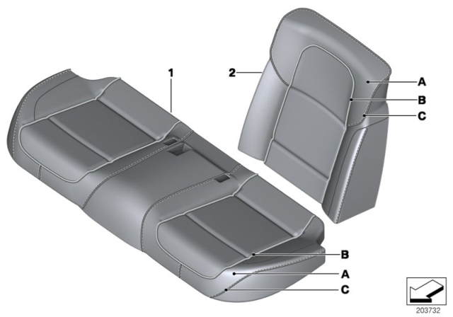 2012 BMW 750Li Individual Cover Basic Seat, Rear Diagram