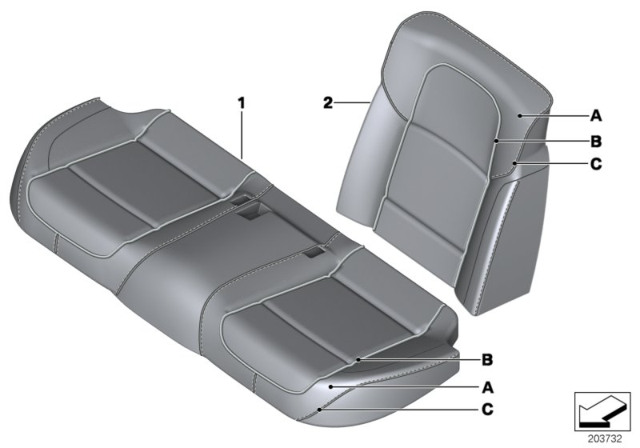 2012 BMW Alpina B7L Individual Cover Basic Seat, Rear Diagram