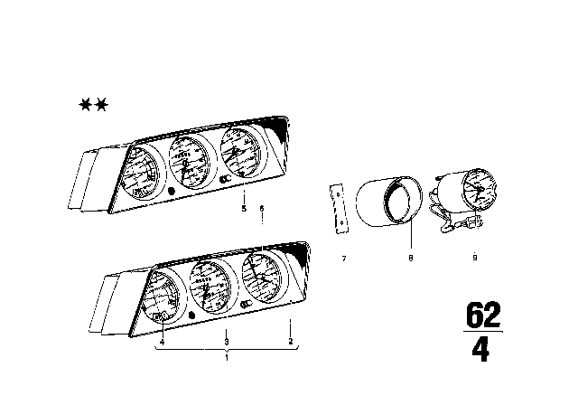 1973 BMW 2002tii Instruments / Mounting Parts Diagram 2