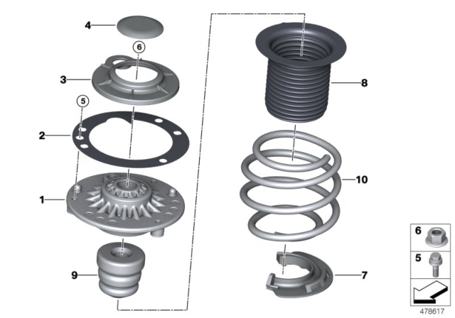 2017 BMW X1 Upper Spring Pad Diagram for 31316860787