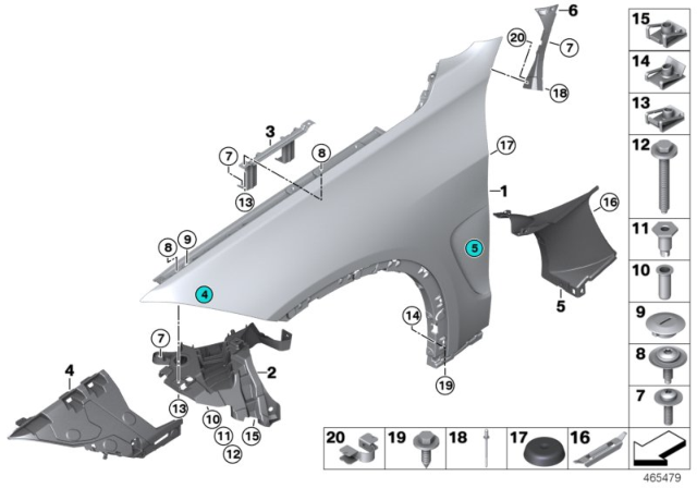 2015 BMW X6 Front Side Panel / Mounting Parts Diagram
