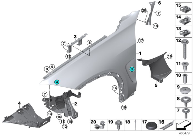 2016 BMW X5 M Front Side Panel / Mounting Parts Diagram