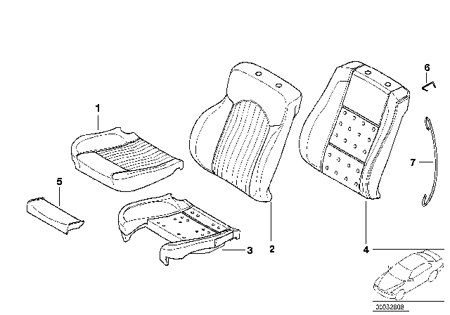 2000 BMW M5 Cover Backrest, Leather Diagram for 52102499680
