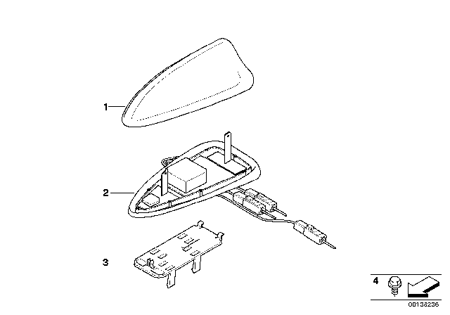 2006 BMW 530xi Single Parts, Antenna Diagram