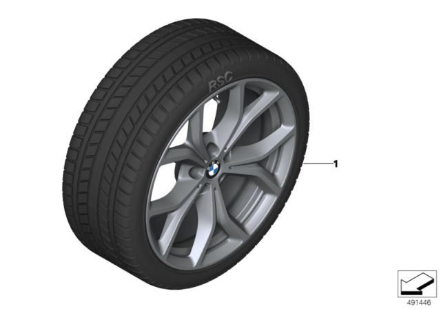 2020 BMW X6 Winter Wheel With Tire V-Spoke Diagram 1