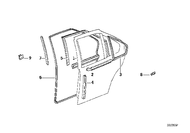 1997 BMW 328i Door Weatherstrip Diagram 2