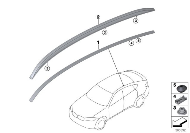 2016 BMW X6 Roof Rails, High-Gloss, Black, Right Diagram for 51137342198