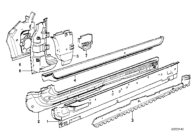 1988 BMW 325i Right Side Member Diagram for 41111943112