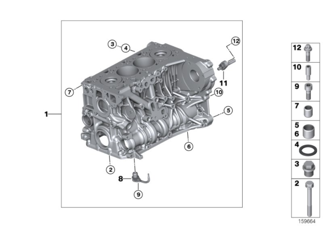 2018 BMW 328d xDrive Engine Block & Mounting Parts Diagram 1