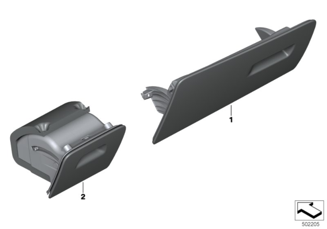 2020 BMW X5 Individual Dashboard, Mounting Parts Diagram 1