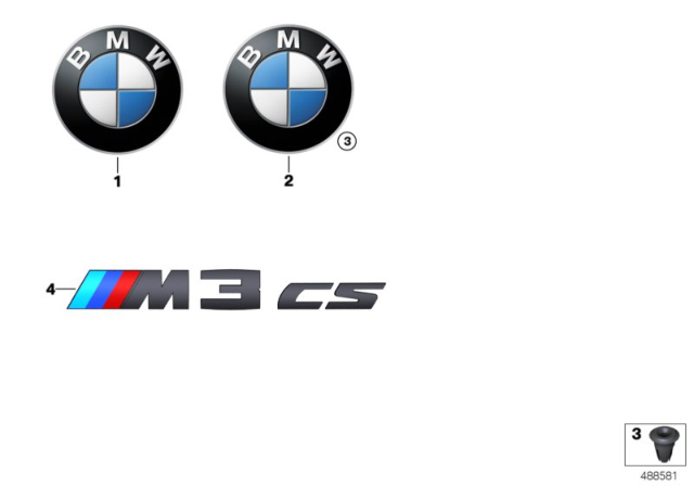 2017 BMW M3 Emblem Diagram for 51138076874