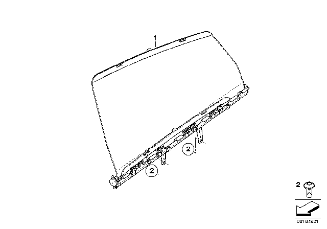 2013 BMW X6 Roller Sun Visor, Rear Door Diagram