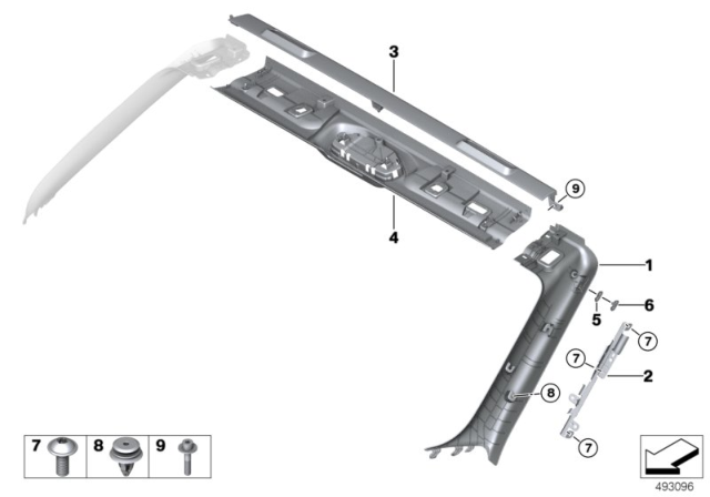 2019 BMW Z4 LEFT COLUMN A COVER Diagram for 51437456437