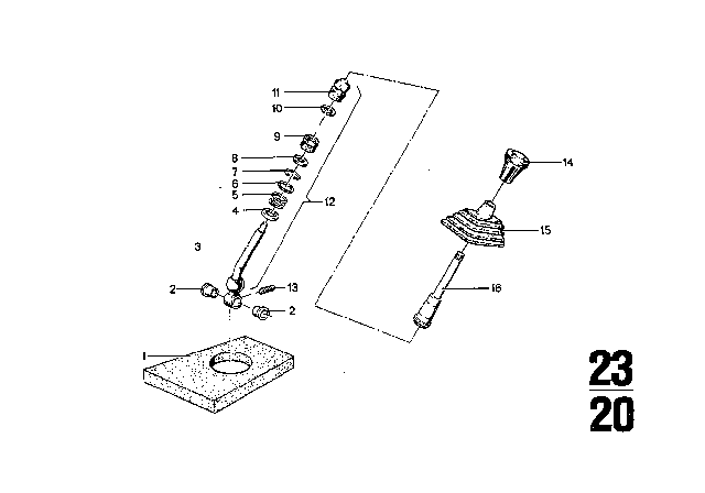1976 BMW 3.0Si External Gearshift Parts / Shift Lever Diagram 2