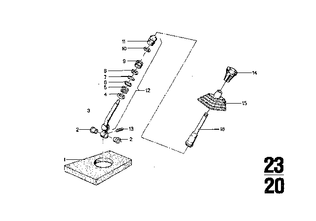 1975 BMW 3.0Si External Gearshift Parts / Shift Lever Diagram 2