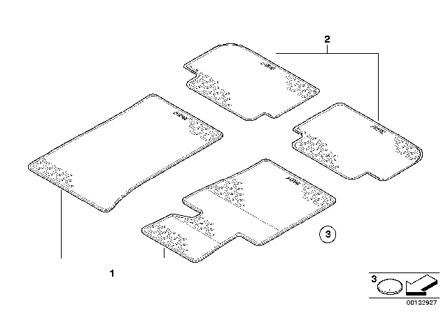 2010 BMW X3 Kit Floor Mats Rubber Rear Diagram for 51470428952