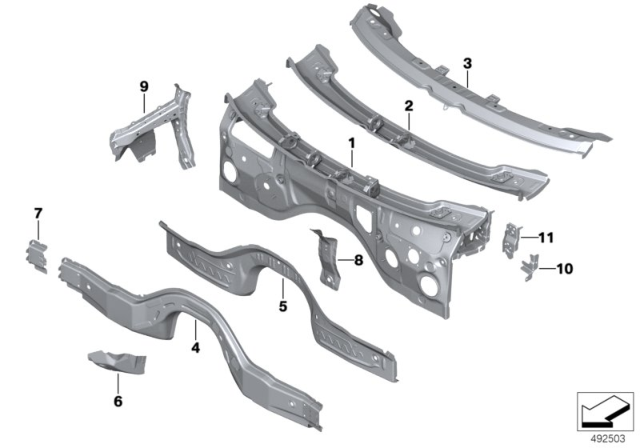 2020 BMW X5 SUPPORT COWL BRACKET Diagram for 41007933246