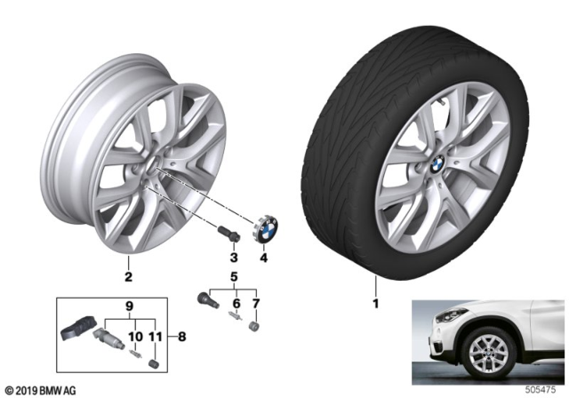 2016 BMW X1 BMW Light-Alloy Wheel, V-Spoke Diagram 4