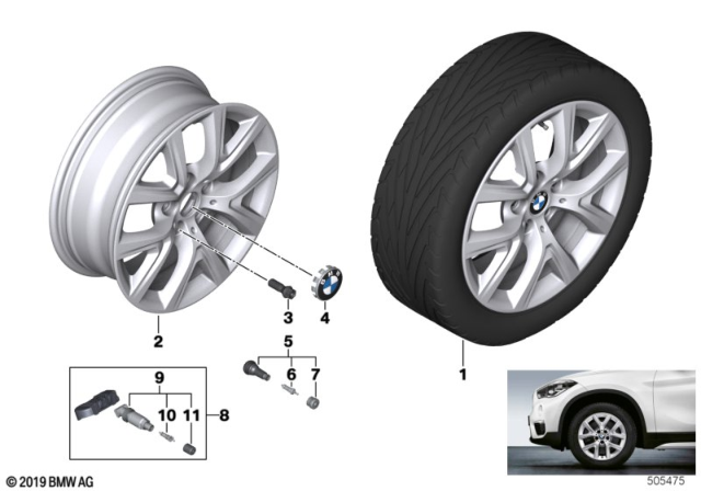 2020 BMW X1 Light Alloy Rim, Silver Diagram for 36116856076