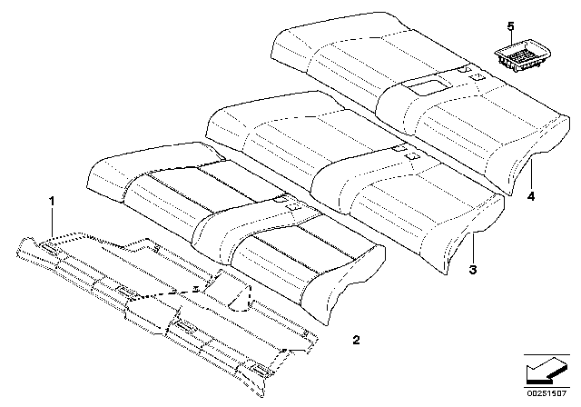 2010 BMW 135i Seat, Rear, Cushion & Cover Diagram 1