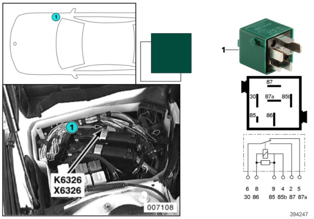 2001 BMW 525i Relay, Load-Shedding Terminal Diagram 1