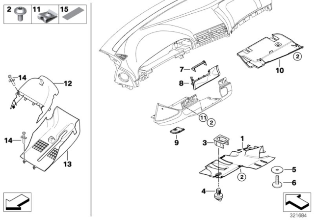 1999 BMW 528i Trim Panel Foot Controls Diagram for 51458233510