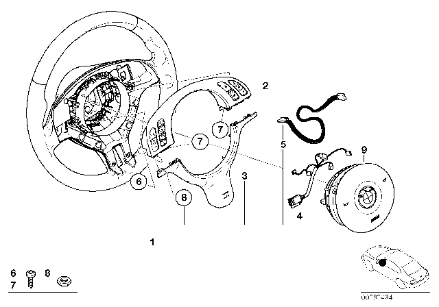 2005 BMW 330Ci M Sports Steering Wheel, Airbag Diagram 1