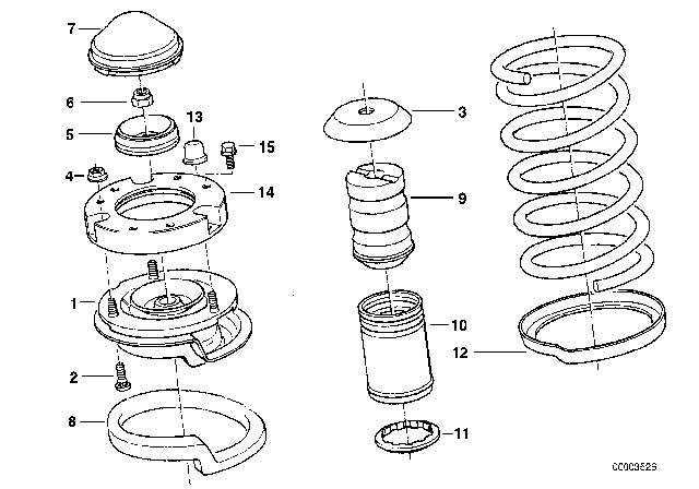 1988 BMW 735i Guide Support / Spring Pad / Attaching Parts Diagram