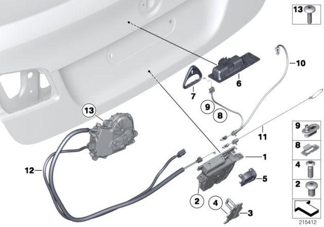 2014 BMW 528i Trunk-Lock Actuator Diagram for 51244447850