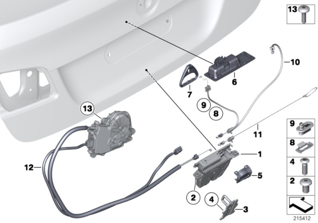 2012 BMW 535i xDrive Trunk Lock Actuator Motor Diagram for 51247273752