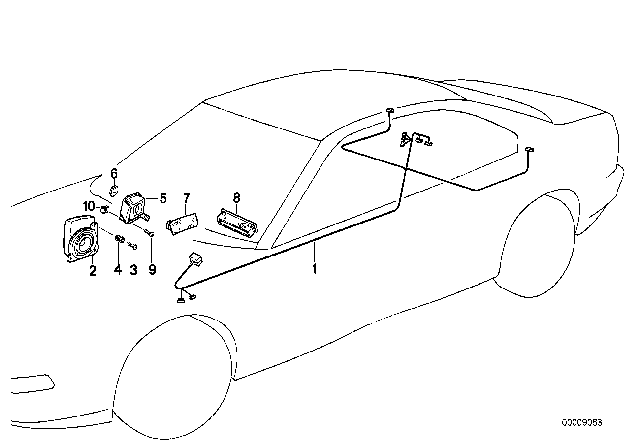1994 BMW 840Ci Single Components HIFI System Diagram 1