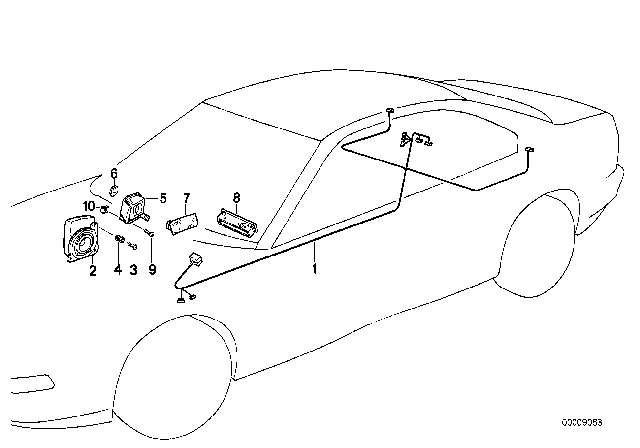 1991 BMW 850i Single Components HIFI System Diagram 1